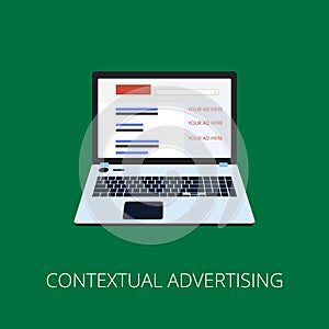 Pay Per Click flat style banner. Internet advertising, online marketing concept. Modern illustration for web design, market