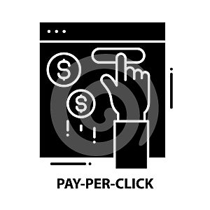 pay per click icon, black vector sign with editable strokes, concept illustration