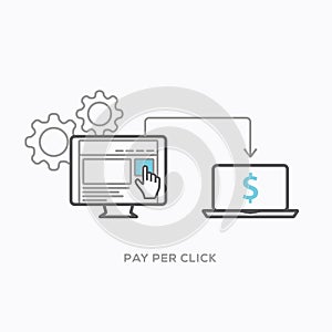 Pay per click illustration in modern minimal flat line style