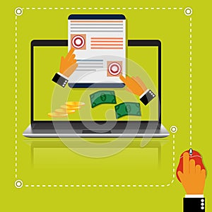 Pay, per, click, internet, concept, vector illustration in flat style for web