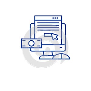Pay per click line icon concept. Pay per click flat  vector symbol, sign, outline illustration.