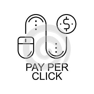 pay per click line icon. Element of seo and web optimization icon with name for mobile concept and web apps. Thin line pay per