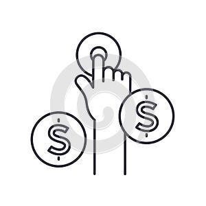 pay per click line icon, outline symbol, vector illustration, concept sign