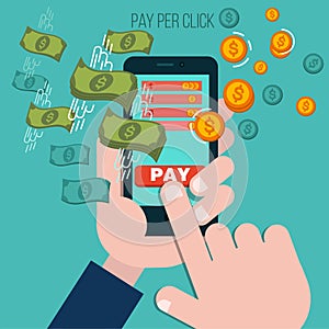 Pay Per Click Mobile Advertising Concept