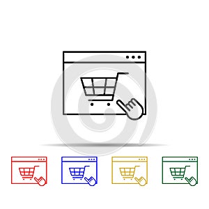 pay per click multi color style icon. Simple thin line, outline vector of web icons for ui and ux, website or mobile application