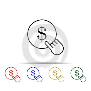 pay per click multi color style icon. Simple thin line, outline vector of web icons for ui and ux, website or mobile application