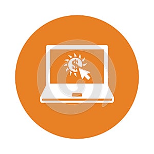 Pay per click, ppc, click icon. Orange vector design