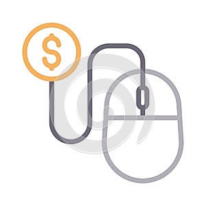 Pay per click thin color line vector icon