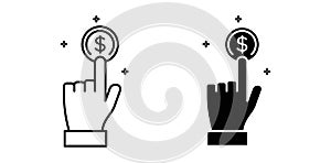 Pay Per Click thin line icon set