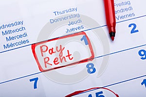 Pay Rent Note In Calendar