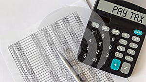 Pay tax on calculator display written tax certificate