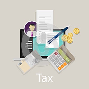 Pay tax taxes money icon income taxation currency calculating