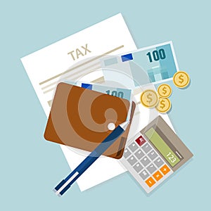Pay tax taxes money icon income taxation currency calculating photo