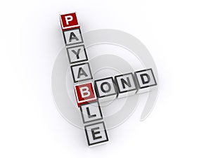 payable bond word block on white