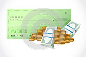 paycheck and money illustration design