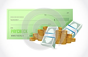 paycheck and money illustration design photo