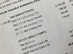Paycheck tax deduction detail