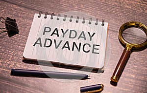 PAYDAY ADVANCE gray beautiful background. business text