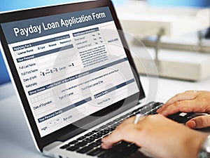 Payday Loan Application Form Salary Debt Concept