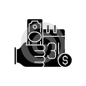 Payday loan black glyph icon
