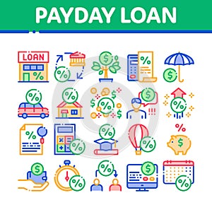 Payday Loan Collection Elements Icons Set Vector