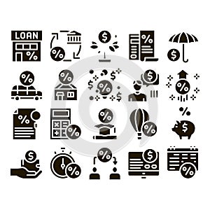 Payday Loan Collection Elements Icons Set Vector