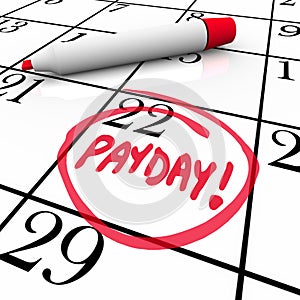 Payday Word Circled Calendar Income Wages Date