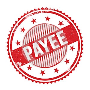 PAYEE text written on red grungy round stamp