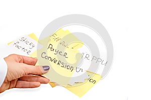 Payer Conversion inscription on a white sticker. Conceptual image photo