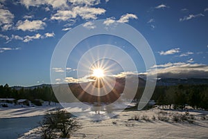 Payette River in winter at Cascade, ID