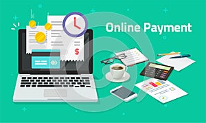Paying bills online via credit card on laptop computer or electronic shopping concept on pc with digital internet