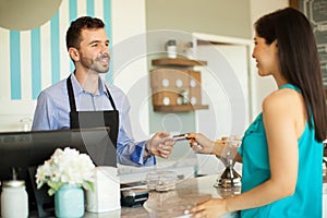 Paying at a cash register