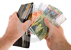 Paying Cash with Swiss Francs Currency