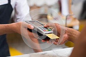 Paying by credit card reader photo