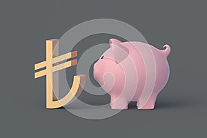 Paying taxes. Dollar symbol near piggy bank. Budget concept