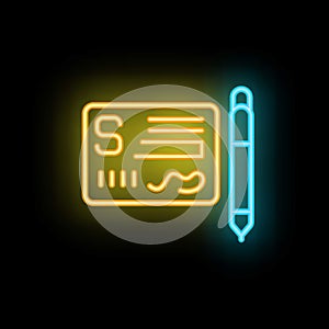 Payment bill icon neon vector