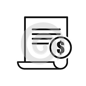 Payment and bill invoice or paper bank document icon. Vector icon