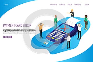 Payment card error vector website landing page design template