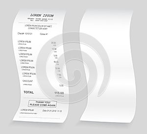 Payment check isometric. Buying financial invoice bill purchasing calculate pay vector isolated