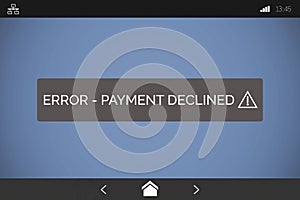 Payment declined text on mobile screen