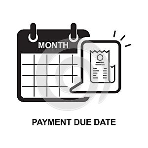 Payment due date icon,bill pay payment plan concept, pay bill deadline reminder.