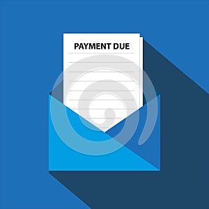 payment due with envelope on blue