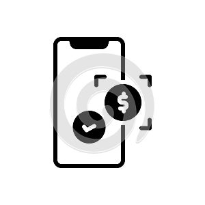 Black solid icon for Payment, digital and banking