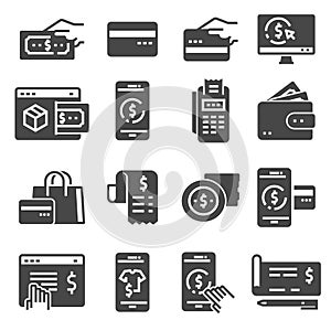 Payment icons set. Transaction, Credit Card, Online Shoping, Wallet