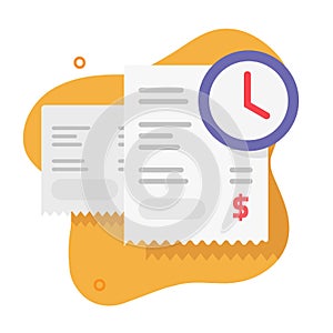 Payment invoice budget history icon vector flat cartoon graphic illustration, annual monthly scheduled requiring pay time period,