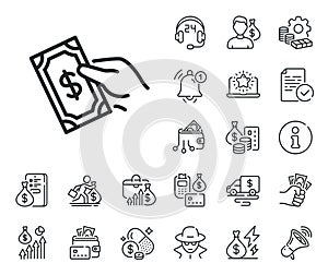 Payment line icon. Dollar exchange sign. Cash money, loan and mortgage. Vector