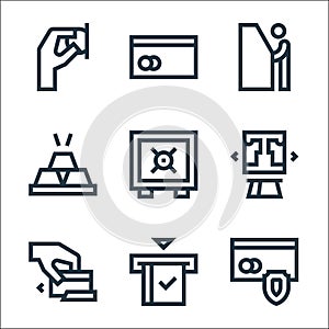 Payment line icons. linear set. quality vector line set such as secure payment, cit card, cit card, online shopping, safebox, gold