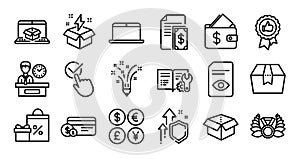 Payment, Online delivery and Creative idea line icons set. Vector