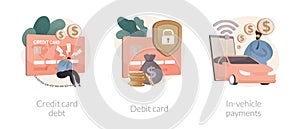 Payment options abstract concept vector illustrations.