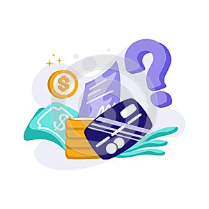 Payment Options Icon Illustration vector for transaction, question mark, credit card, money, coin, concept on financial finance, m